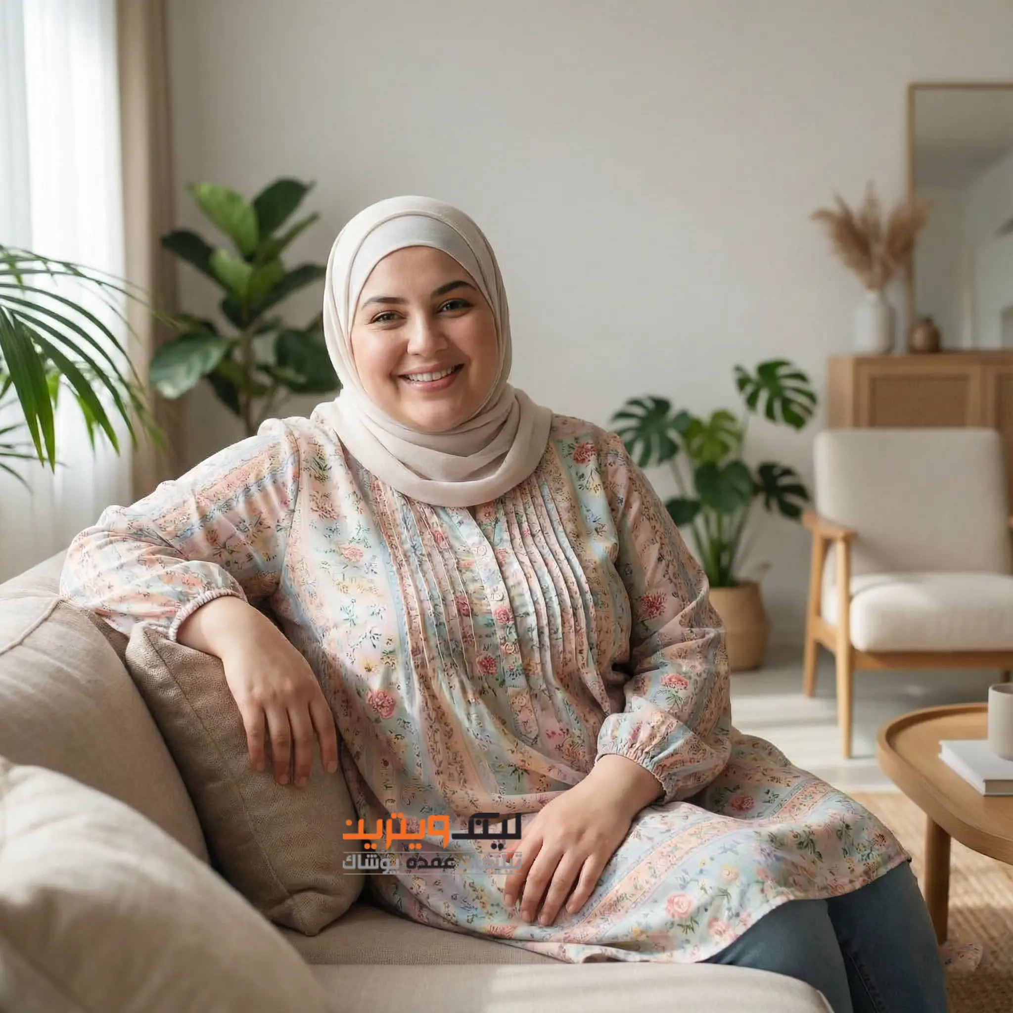 تونیک سایز بزرگ خانگی عمده | دختری با تونیک خانگی گلدار زیبا | تونیک سایزبزرگ زیبا | تونیک نخی گلدار سایزبزرگ